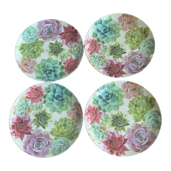 Better Homes And Gardens Succulent Melamine Dinnerware Set (4)- dishwasher safe - Picture 1 of 6